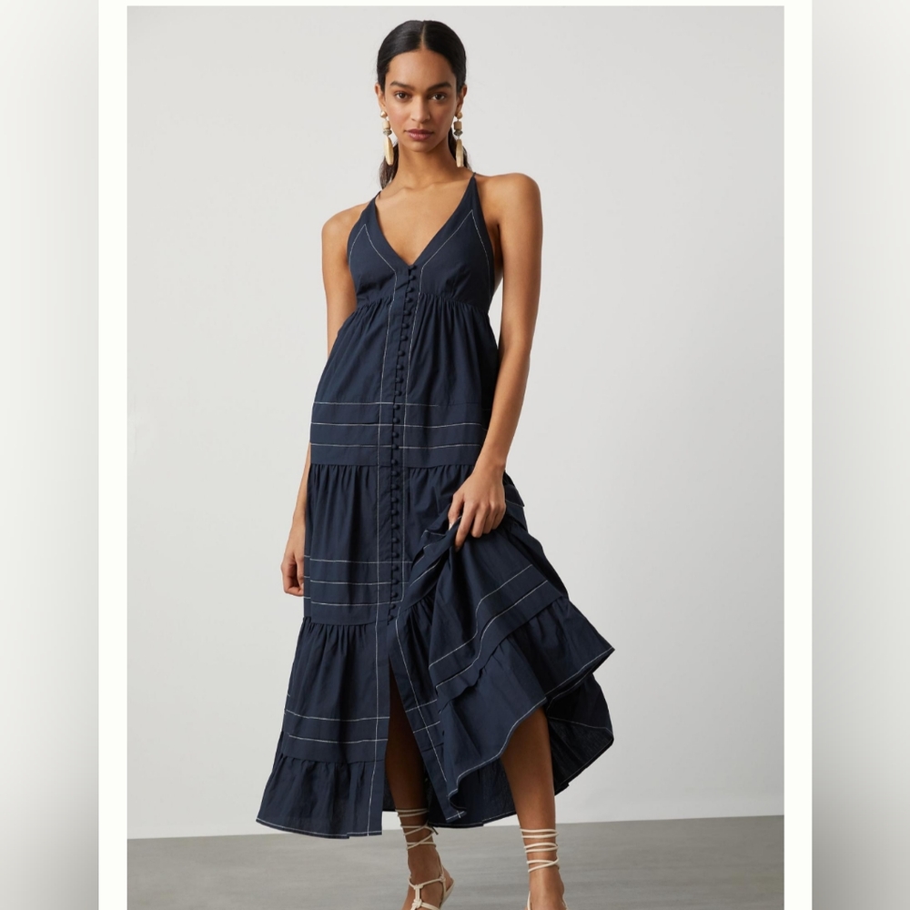 NWOT Anthropologie Maeve Navy Blue Maxi Dress - M